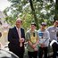 Der Bürgermeister Christian Vogel, Tobi Wrobel, Peter Henke und Aaron Chase begrüßen zum Track Walk auf der Strecke des Red Bull District Ride Nürnberg für 2014