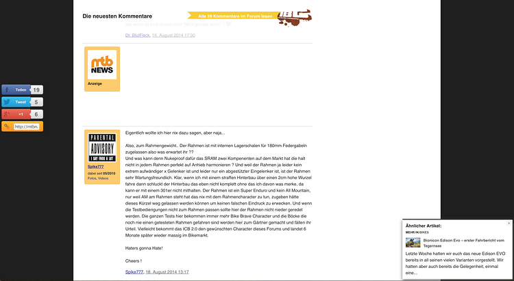 Unter jedem Artikel werden die fünf neusten Kommentare aus dem Forum angezeigt Unter jedem Artikel werden die fünf neusten Kommentare aus dem Forum angezeigt
