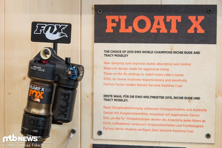 Der Float X, der bewährte Dämpfer kommt in der EWS am Bike von Richie Rude und Tracey Moseley zum Einsatz Der Float X, der bewährte Dämpfer kommt in der EWS am Bike von Richie Rude und Tracey Moseley zum Einsatz