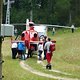 leider helikoptereinsatz: ein fahrer stürzte und das rennen wurde länger unterbrochen. gute besserung!