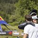 Bernard Kerr and Gee Atherton at RedBull Hardline on July 25 2021. // SI202107250219 // Usage for editorial use only //