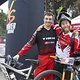 Der Sieger im ersten Rennen der European Enduro Series 2014 Denny Lupato (rechts) hatte nicht nur großen Spaß beim Rennen, sondern auch im Ziel viel Grund zur Freude.  ©Trail Solutions