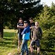 Nico Vink, Johannes Neumeier, Nico Reuter und Joscha Forstreuter bei der Streckenplanung im Wald