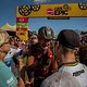 The last fiinisher Gustav Joyce gets his medal from winner Nino Schurter at the finish of the final stage (stage 7) of the 2019 Absa Cape Epic Mountain Bike stage race from the University of Stellenbosch Sports Fields in Stellenbosch to Val de Vie Es