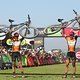 Anna van der Breggen and Annika Langvad of Investec-Songo-Specialized celebrate winning the 2019 Absa Cape Epic during the final stage (stage 7) of the 2019 Absa Cape Epic Mountain Bike stage race from the University of Stellenbosch Sports Fields in 