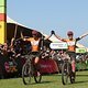 Annika Langvad and Anna van der Breggen of Investec-Songo-Specialized celebrate winning the 2019 Absa Cape Epic during the final stage (stage 7) of the 2019 Absa Cape Epic Mountain Bike stage race from the University of Stellenbosch Sports Fields in 