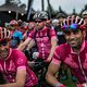 Riders in their pink jerseys at the start line during stage 3 of the 2019 Absa Cape Epic Mountain Bike stage race held from Oak Valley Estate in Elgin, South Africa on the 20th March 2019.

Photo by Justin Coomber/Cape Epic

PLEASE ENSURE THE APP