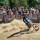 Ronan Dunne crosses the finish line during the Red Bull Hardline final at Maydena Bike Park on February 24, 2024 in Tasmania, Australia. // Brett Hemmings / Red Bull Content Pool // SI202402240027 // Usage for editorial use only //
