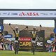 Karl Platt of the Bulls and Urs Huber of the Bulls celebrate winning the 2016 Absa Cape Epic during the final stage (stage 7) of the 2016 Absa Cape Epic Mountain Bike stage race from Boschendal in Stellenbosch to Meerendal Wine Estate in Durbanville,