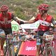 African Jersey leaders Alan Hatherly &amp; Matthew Beers of SpecializedFoundationNAD finish stage 5 of the 2019 Absa Cape Epic Mountain Bike stage race held from Oak Valley Estate in Elgin to the University of Stellenbosch Sports Fields in Stellenbosch, 