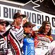 Das Podium beim letzten World Cup der Saison in Méribel: Sam Hill vor Matt Simmonds, Josh Bryceland, Loic Bruni und Gee Atherton.