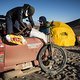 Markus Stockl prepares the gear for the trainning session at the Chilean Andes in Chile on december 12, 2016