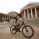Laura González and Jose Isita pass Jameson Memorial Hall at UCT during the Prologue of the 2019 Absa Cape Epic Mountain Bike stage race held at the University of Cape Town in Cape Town, South Africa on the 17th March 2019.

Photo by Shaun Roy/Cape 