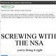 Screwing with the NSA!