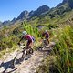Elrika Harmzen-Pretorius and Lehane Oosthuizen during stage 1 of the 2022 Absa Cape Epic Mountain Bike stage race from Lourensford Wine
Estate to Lourensford Wine Estate, South Africa on the 21st March 2022. Photo Sam Clark/Cape Epic