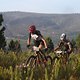 Christoph Sauser of InvestecSongoSpecialized 2 is followed closely by Francesc Guerra Carretero of BUFF SCOTT MTB during stage 2 of the 2019 Absa Cape Epic Mountain Bike stage race from Hermanus High School in Hermanus to Oak Valley Estate in Elgin,