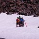 Vor der Talabfahrt durch den Schnee wandern...