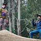 Louise Ferguson &amp; Hannah Bergemann are seen during the Red Bull Hardline practice session at Maydena Bike Park on February 23, 2024 in Tasmania, Australia. // Brett Hemmings / Red Bull Content Pool // SI202402230531 // Usage for editorial use only //