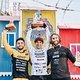 Das Podium des 20. Red Bull Cerro Abajo Valparaíso: Felipe Agurto (CHI), Lucas Borba (BRA), Adrien Loron (FRA)