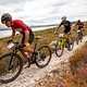Keagan Bontekoning(L) during stage 2 of the 2022 Absa Cape Epic Mountain Bike stage race from Lourensford Wine
Estate to Elandskloof in Greyton, South Africa on the 22nd March 2022. Photo Sam Clark/Cape Epic