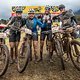 Riders elated to finish a really tough stage due to consistent rain and heavy mud during stage 6 of the 2023 Absa Cape Epic Mountain Bike stage race held at Lourensford Wine Estate in Somerset West South Africa on the 25th March 2023 Photo by Dom Bar