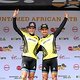 Overall Race Leaders Andri Frischknecht and Nino Schurter of Scott-SRAM MTB-Racing during stage 1 of the 2019 Absa Cape Epic Mountain Bike stage race held from Hermanus High School in Hermanus, South Africa on the 18th March 2019.

Photo by Shaun R