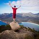 Max ganz oben. Der beste Blick über die Wineglass Bay ist hart erabeitet.