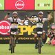 Manuel Fumic and Henrique Avancini Cannondale Factory Racing celebrate winning stage 3 of the 2019 Absa Cape Epic Mountain Bike stage race held from Oak Valley Estate in Elgin, South Africa on the 20th March 2019.

Photo by Shaun Roy/Cape Epic

P