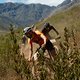 Angelo Guiducci of team CaffèPiacentini leads the downhill charge during stage 6 of the 2022 Absa Cape Epic Mountain Bike stage race from Stellenbosch to Stellenbosch, South Africa on the 26th March 2022.