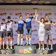 Mixed podium (L to R) 2nd Bicycle Garage Mixed Benjamin Michael &amp; Janine Schneider, 
1st Laura Stark &amp; Sebastian Stark of Bauer-Werner Young Guns, 3rd Michael &amp; Evelyne Trepte of Family Trepte during stage 3 of the 2021 Absa Cape Epic Mountain Bike s