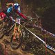 Schon in der Qualifikation ist Rachel Atherton schnell unterwegs. Doch im Rennlauf wird sie noch eine Schippe drauf legen, nachdem sie hier nur 0,597 Sekunden vor Tracey Hannah landete.