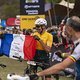 French riders with their flag during Stage 7 of the 2024 Absa Cape Epic Mountain Bike stage race from Stellenbosch to Stellenbosch, South Africa on 24 March 2024. Photo by Dom Barnardt / Cape Epic
PLEASE ENSURE THE APPROPRIATE CREDIT IS GIVEN TO THE 
