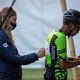 Race Director Karen Clements helps pin Lorenzo Leroux pin on his race number prior to stage 4 of the 2021 Absa Cape Epic Mountain Bike stage race from Saronsberg in Tulbagh to CPUT in Wellington, South Africa on the 21th October 2021

Photo by Gary P