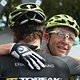 Erik Kleinhans and Jeremiah Bishop of Topeak Ergon Racing 2 celebrate after finishing 4th on the stage during stage 6 of the 2016 Absa Cape Epic Mountain Bike stage race from Boschendal in Stellenbosch, South Africa on the 19th March 2015

Photo by
