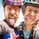 Riders pull faces and celebrate during the final stage (stage 7) of the 2019 Absa Cape Epic Mountain Bike stage race from the University of Stellenbosch Sports Fields in Stellenbosch to Val de Vie Estate in Paarl, South Africa on the 24th March 2019.