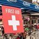 Das First Aid Zelt im Ziel ist verhältnismäßig selten besucht.