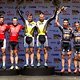 Mens Podium (L to R) Jochen Kaess &amp; Markus Kaufmann of Centurion Vaude by Meerendal (2nd) Karl Platt &amp; Urs Huber of Bulls (1st) &amp; Samuele Porro &amp; Damiano Ferraro of Trek-Selle San Marco A (3rd) during the Prologue of the 2016 Absa Cape Epic Mountain 