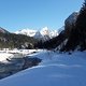 Karwendelloipe, klassisch: tolle Landschaft und erstaunlich guter Schnee