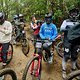 Riders wait at the start line during the Red Bull Hardline practice session at Maydena Bike Park on February 23, 2024 in Tasmania, Australia. // Brett Hemmings / Red Bull Content Pool // SI202402230535 // Usage for editorial use only //