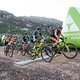 Candice Lill and Adelheid Morathwith the Dimension Data hotspot during stage 5 of the 2019 Absa Cape Epic Mountain Bike stage race held from Oak Valley Estate in Elgin to the University of Stellenbosch Sports Fields in Stellenbosch, South Africa on t