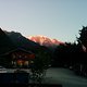 Abschied: Unser Campingplatz mit Mont Blanc im letzten Sonnenlicht.