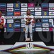 Das WM-Podium der Frauen: Vali Höll gewinnt vor Camille Balanche und Marine Cabirou!