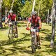 Marius Hurter and Adele Heelie during stage 1 of the 2022 Absa Cape Epic Mountain Bike stage race from Lourensford Wine Estate to Lourensford Wine Estate, South Africa on the 21st March 2022. © Dom Barnardt / Cape Epic