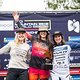 Die Damen-Elite auf dem Podest von links nach rechts – Ella Conolly, Elly Hoskin und Morgane Charre.