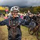Riders elated to finish a really tough stage due to consistent rain and heavy mud during stage 6 of the 2023 Absa Cape Epic Mountain Bike stage race held at Lourensford Wine Estate in Somerset West South Africa on the 25th March 2023 Photo by Dom Bar