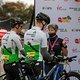 UCI Commissaire shepherds Juan Weyers &amp; Paul Gleed of Dimension Data to the start during the Prologue of the 2021 Absa Cape Epic Mountain Bike stage race held at The University of Cape Town, Cape Town, South Africa on the 17th October 2021

Photo by 