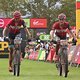 African Jersey holders Alan Hatherly &amp; Matthew Beers of SpecializedFoundationNAD finish during stage 2 of the 2019 Absa Cape Epic Mountain Bike stage race from Hermanus High School in Hermanus to Oak Valley Estate in Elgin, South Africa on the 19th M