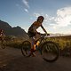 Annika Langvad &amp; Anna van der Breggen of team Investec-songo Specialized climb out of Stellenbosch during stage 6 of the 2019 Absa Cape Epic Mountain Bike stage race from the University of Stellenbosch Sports Fields in Stellenbosch, South Africa on t